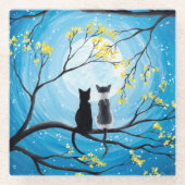 Whimsischer Mond mit Katzen Glasuntersetzer (Vorderseite)
