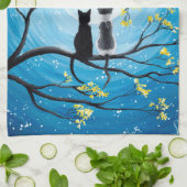 Whimsischer Mond mit Katzen Handtuch (Gefaltet)