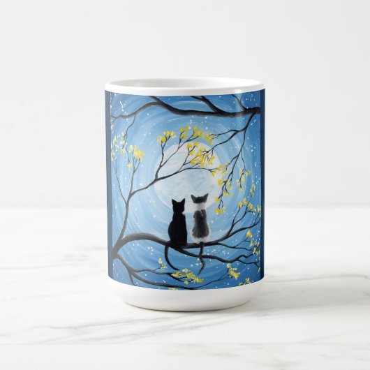 Whimsischer Mond mit Katzen Kaffeetasse (Mittel)