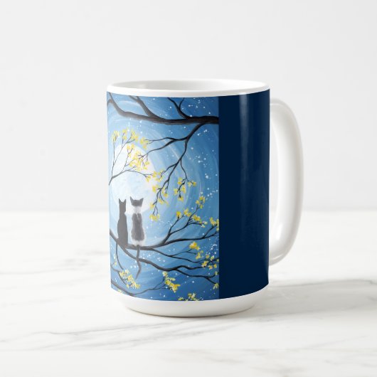 Whimsischer Mond mit Katzen Kaffeetasse (VorderseiteRechts)