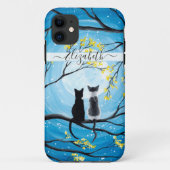 Whimsischer Mond mit Katzen Name hinzufügen Case-Mate iPhone Hülle (Rückseite)