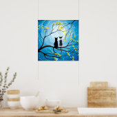 Whimsischer Mond mit Katzen Plakat drucken (Küche)