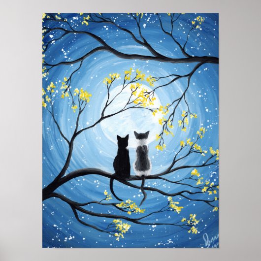Whimsischer Mond mit Katzen Poster (Vorne)