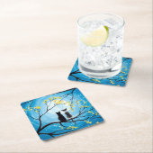 Whimsischer Mond mit Katzen Rechteckiger Pappuntersetzer (Vor Ort)