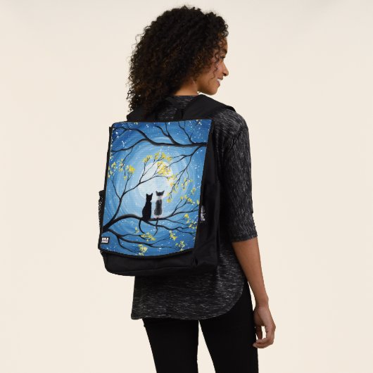 Whimsischer Mond mit Katzen Rucksack (Ausgewaschen)