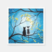 Whimsischer Mond mit Katzen Serviette (Vorderseite)