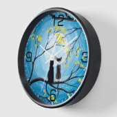 Whimsischer Mond mit schwarzer Uhr der Katzen (Winkel)