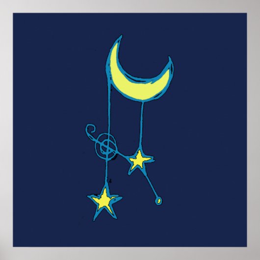Whimsischer Mond und Sterne Poster (Vorne)