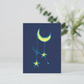 Whimsischer Mond und Sterne Postkarte (Stehend Vorderseite)