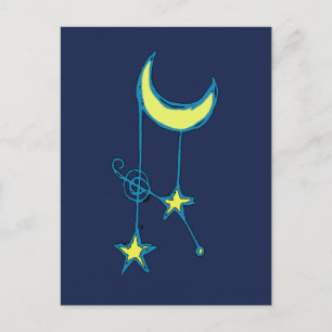 Whimsischer Mond und Sterne Postkarte