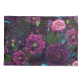 Whimsischer Nachtgarten Wasserfarbe Blumenschmerze Kissenbezug (Rückseite)