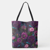 Whimsischer Nachtgarten Wasserfarbe Blumenschmerze Tasche (Rückseite)