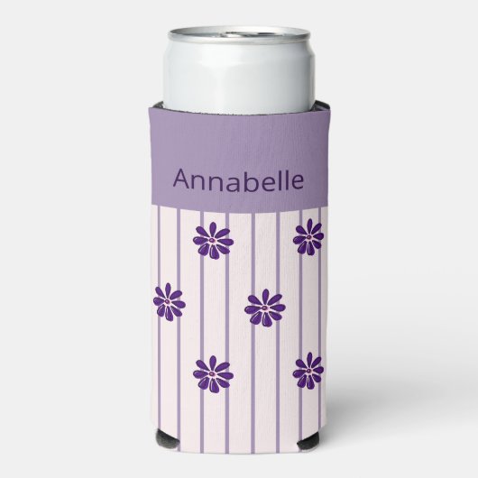 Whimsischer Name Violettstreifen und violette Blum Selters Dosenkühler (Seltzer Vorderseite)