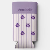 Whimsischer Name Violettstreifen und violette Blum Selters Dosenkühler (Rückseite)