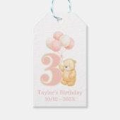 Whimsischer Niedliche Geburtstag 3 Jahre alt Pink Geschenkanhänger (Vorderseite)