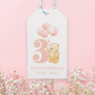 Whimsischer Niedliche Geburtstag 3 Jahre alt Pink Geschenkanhänger
