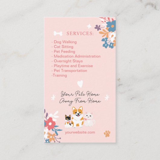 Whimsischer niedlicher Pastellhund-Laufsteg Visitenkarte (Rückseite)