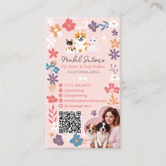 Whimsischer niedlicher Pastellhund-Laufsteg Visitenkarte (Vorderseite)