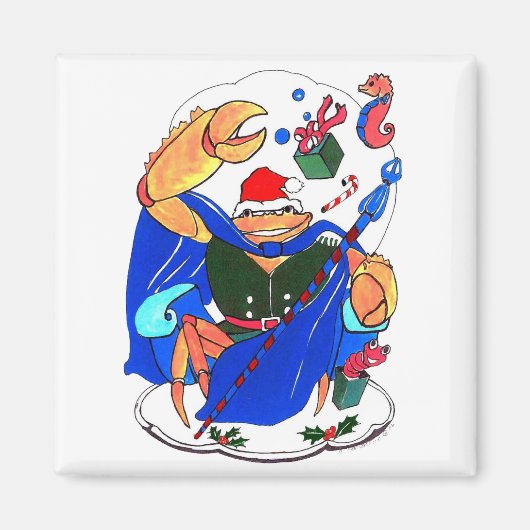 Whimsischer Niedlicher Weihnachtskönig Crab Santa Magnet (Vorne)