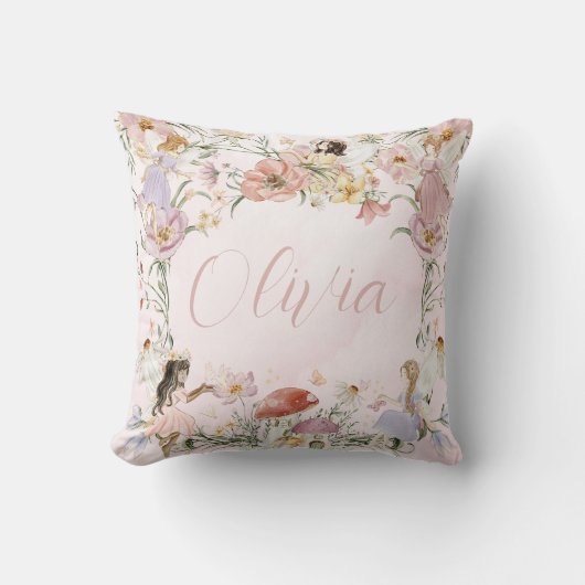 Whimsischer Niedlicher Wildblume Garten Wiese Kissen (Vorderseite)