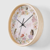 Whimsischer Niedlicher Wildblume Garten Wiese Uhr (Winkel)