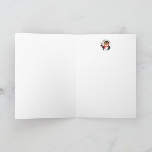 Whimsischer Nordpol Pinguin Mouse Wasserfarbe Kuns Karte (Innenseite)