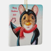 Whimsischer Nordpol Pinguin Mouse Wasserfarbe Kuns Keramikornament (Rechts)