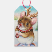 Whimsischer Nordpol Rentiermuse Wasserfarben Kunst Geschenkanhänger (Vorderseite)