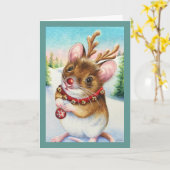 Whimsischer Nordpol Rentiermuse Wasserfarben Kunst Karte (Gelbe Blume)