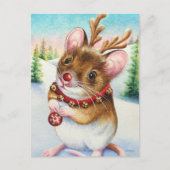 Whimsischer Nordpol Rentiermuse Wasserfarben Kunst Postkarte (Vorderseite)