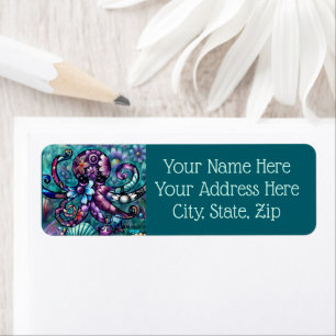 Whimsischer Octopus Floral Aquamarine Lila blaue K