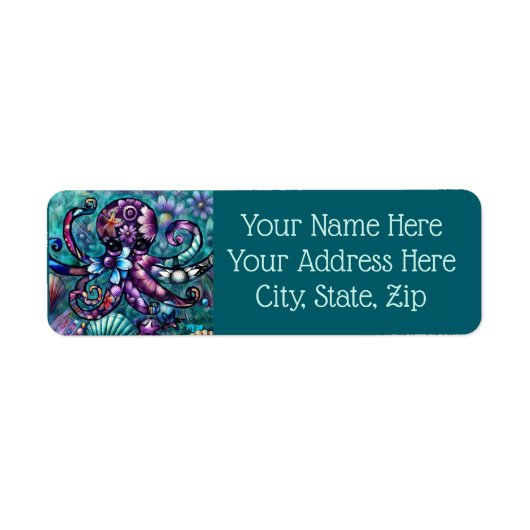 Whimsischer Octopus Floral Aquamarine Lila blaue K (Vorne)