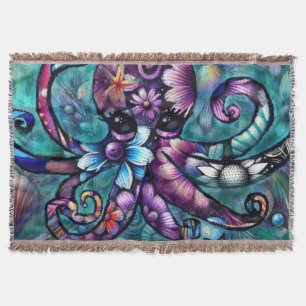 Whimsischer Octopus Floral Aquamarine Lila blaue K Decke