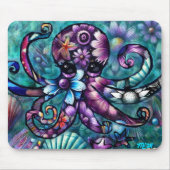 Whimsischer Octopus Floral Aquamarine Lila blaue K Mousepad (Vorne)