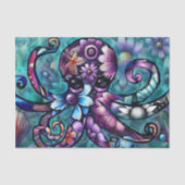 Whimsischer Oktopus Aquamarine Küstenküste Seidenpapier (Vorderseite)