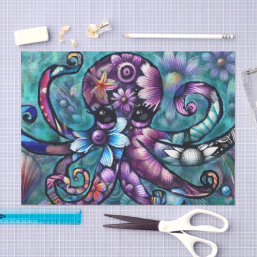 Whimsischer Oktopus Aquamarine Küstenküste Seidenpapier (Handwerk)