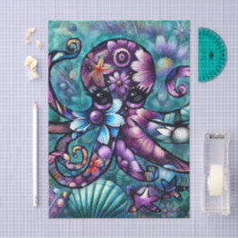 Whimsischer Oktopus Aquamarine Küstenküste Seidenpapier
