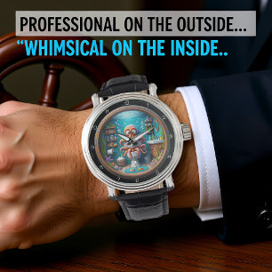 Whimsischer Oktopus auf der Toilettenuhr Funny Armbanduhr