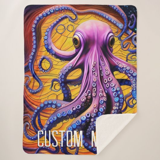 Whimsischer Oktopus mit Personalisiertem Namen Sherpadecke (Vorderseite)