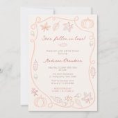 Whimsischer orangefarbener Fall in Liebe Brautpart Einladung (Vorderseite)