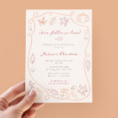 Whimsischer orangefarbener Fall in Liebe Brautpart Einladung