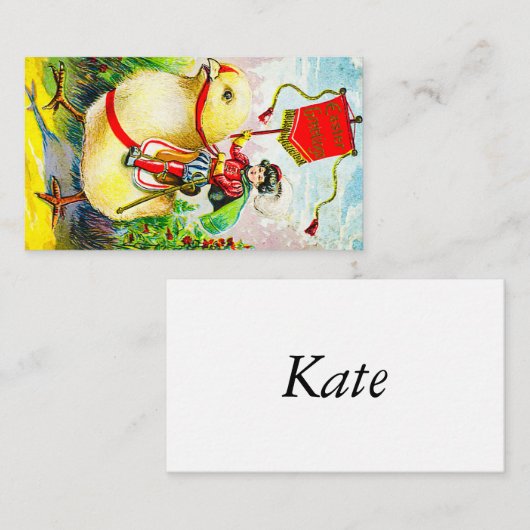 Whimsischer Ostergruss: Rider auf Riesenkick Begleitkarte (Vorne/Hinten)