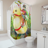 Whimsischer Ostergruss: Rider auf Riesenkick Duschvorhang (Beispiel)