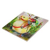 Whimsischer Ostergruss: Rider auf Riesenkick Fliese (Seite)