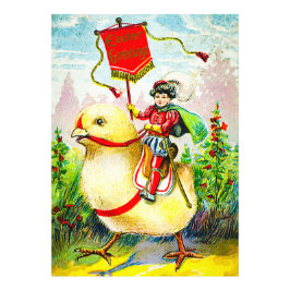 Whimsischer Ostergruss: Rider auf Riesenkick Fotodruck