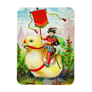 Whimsischer Ostergruss: Rider auf Riesenkick Magnet