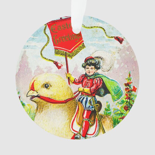 Whimsischer Ostergruss: Rider auf Riesenkick Ornament (Vorderseite)