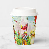 Whimsischer Ostergruss: Rider auf Riesenkick Pappbecher (Links)