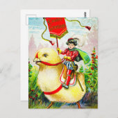 Whimsischer Ostergruss: Rider auf Riesenkick Postkarte (Vorne/Hinten)