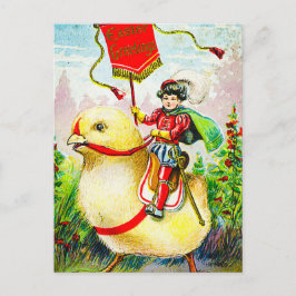 Whimsischer Ostergruss: Rider auf Riesenkick Postkarte